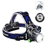 Rechargeable LED Headlamp,Hoowvii Super Bright Headlight Head Light Flashlight with Adjustable Headband Zoomable Waterproof Torches Lamp for Dog Walking Running(Single Lamp)