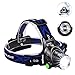 Rechargeable LED Headlamp,Hoowvii Super Bright Headlight Head Light Flashlight with Adjustable Headband Zoomable Waterproof Torches Lamp for Dog Walking Running(Single Lamp)