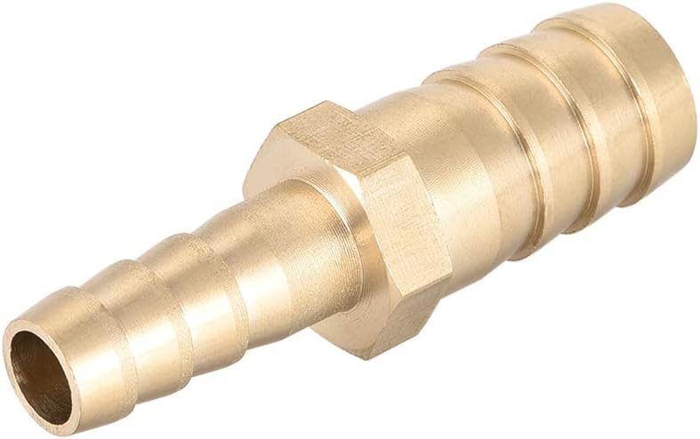 sourcing map Straight Brass Barb Fitting Reducer, Fit Hose ID 12mm to 8mm, Gold, 12mm x 8mm - Image 4