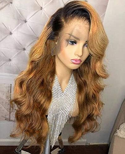 13 x 6 Lace Front human hair wigs Brazilian Virgin Human Hair Body Wave Ombre 1B/27 Glueless Human Hair Wigs for Women 150% Density(24 inch 150% density,lace front wig)