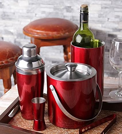 King International Stainless Steel Bar, 7x7x7, Red, 5 Piece