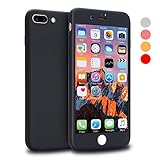 iPhone 7 Plus Case, VANSIN 360 Full Body Protection Hard Slim Case Coated Non Slip Matte Surface with Tempered Glass Screen Protector for Apple iPhone 7 Plus (5.5-inch) - Black