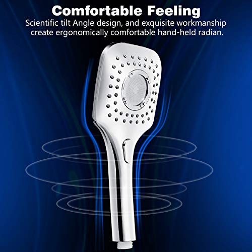 Shower Head Combo, Baban Adjustable High Pressure Rainfall Showerhead & 3 Settings Handheld Shower Head Combo with Strong Suction Cup Holder, 3-Way Water Diverter, 1.5M Hose, Chrome Plated ABS Plastic