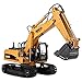 CrossRace Remote Control Excavator,15 Channel Full Functional RC Excavator Toy Toy Construction Tractor with Metal Shovel and Caterpillar