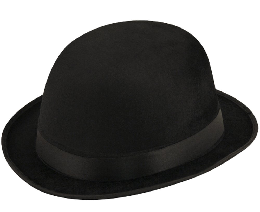 Charlie Chaplin Unisex Black Velour Bowler Hat Fancy Dress Accessory