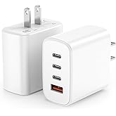 USB C Wall Charger, Amoner 2Pack 30W 4Ports iPhone Fast Charger Block (1 USB A Port +3 USB C Ports), iPhone Cube Adapter Compatible for 16/16Pro/16ProMax/15/15 Pro/14/13/12/11/SE/XS and More