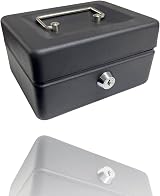 REQUISITE NEEDS Metal Money Box Tin 6" Locking Cash Safe with Tray Black view 2