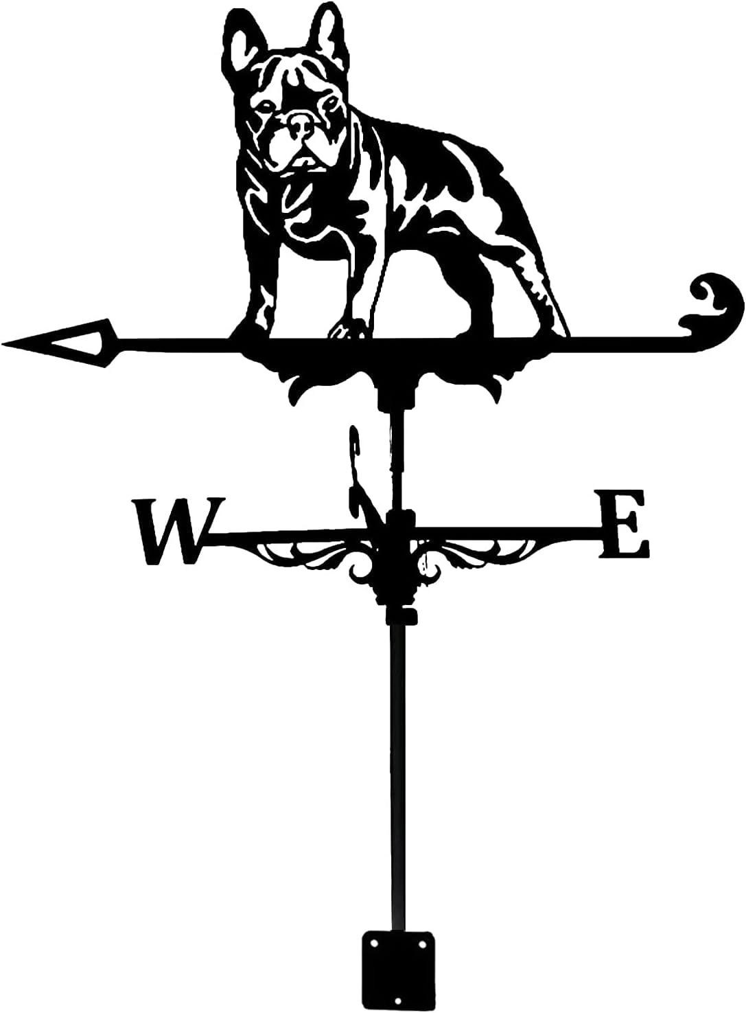 Weathervanes - Garden Stake Weather Vane Retro French Bulldog Metal Weathervane Professional Measuring Tool Garden Yard Roof Mount Easy Use - Yard Indicating Wind Direction with Stand 35 * 50Cm
