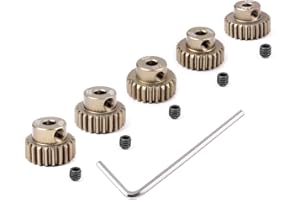 Hobbypark 5-Pack Metal 7075 Aluminum Alloy 48P Motor Pinion Gear Set 22T 23T 24T 25T 26T Teeth 48 Pitch 3.175mm Shaft Hole fo