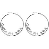 Sorority Shop Omega Phi Alpha- Hoop Silver-Plated Dainty Earrings for Women -Omega Phi Alpha Jewelry with Ideal 2" Diameter Hoops - Kappa Delta Gifts