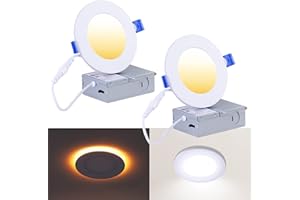CycevSun 4 Inch LED Recessed Lights with Night Light - Canless Ultra Thin Wafer Downlight Pot Outdoor Exterior Soffit Lighting, Dimmable & 5 CCTSelectable, 9W, ETL & Energy Star, 2 Pack