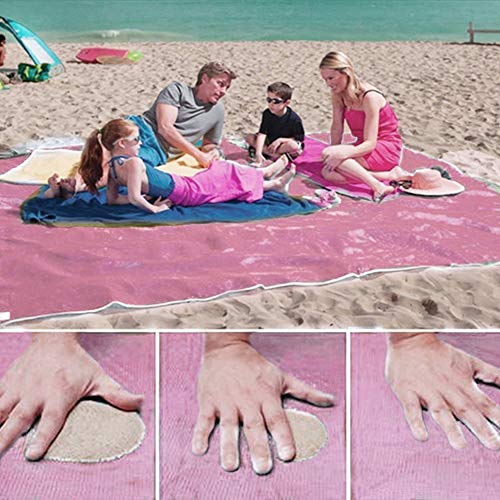 GEMGO Beach Mat Sand Free Blanket Sand Proof Magic Sandless Sand Dirt & Dust Disappear Fast Dry Easy to Clean Waterproof Rug Avoid Sand Dirt and Grass Keep Everything Clean for Beach(Pink-Big) - Thumbnail 6
