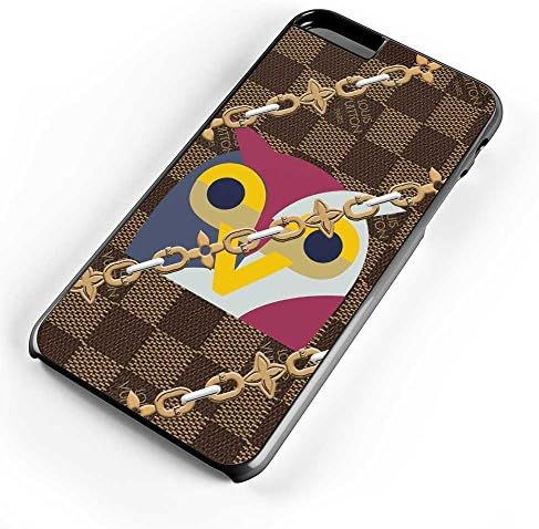 Gebleg-The Best chain owl with square brown pattern Design for iPhone 6 Plus case Black Hard Plastic Case