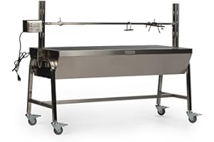 TITAN GREAT OUTDOORS Ash & Ember 13W Stainless Steel Rotisserie Grill, Rated 85 LB for Medium Game, 4 RPM Rotation Speed, Outdoor Grill with Dual Prong Spit Rod, Single Leg Bracket, and Spine Fork