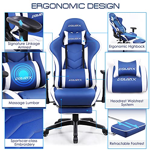 Dowinx Gaming Chair with Footrest Ergonomic Racing Style Recliner with