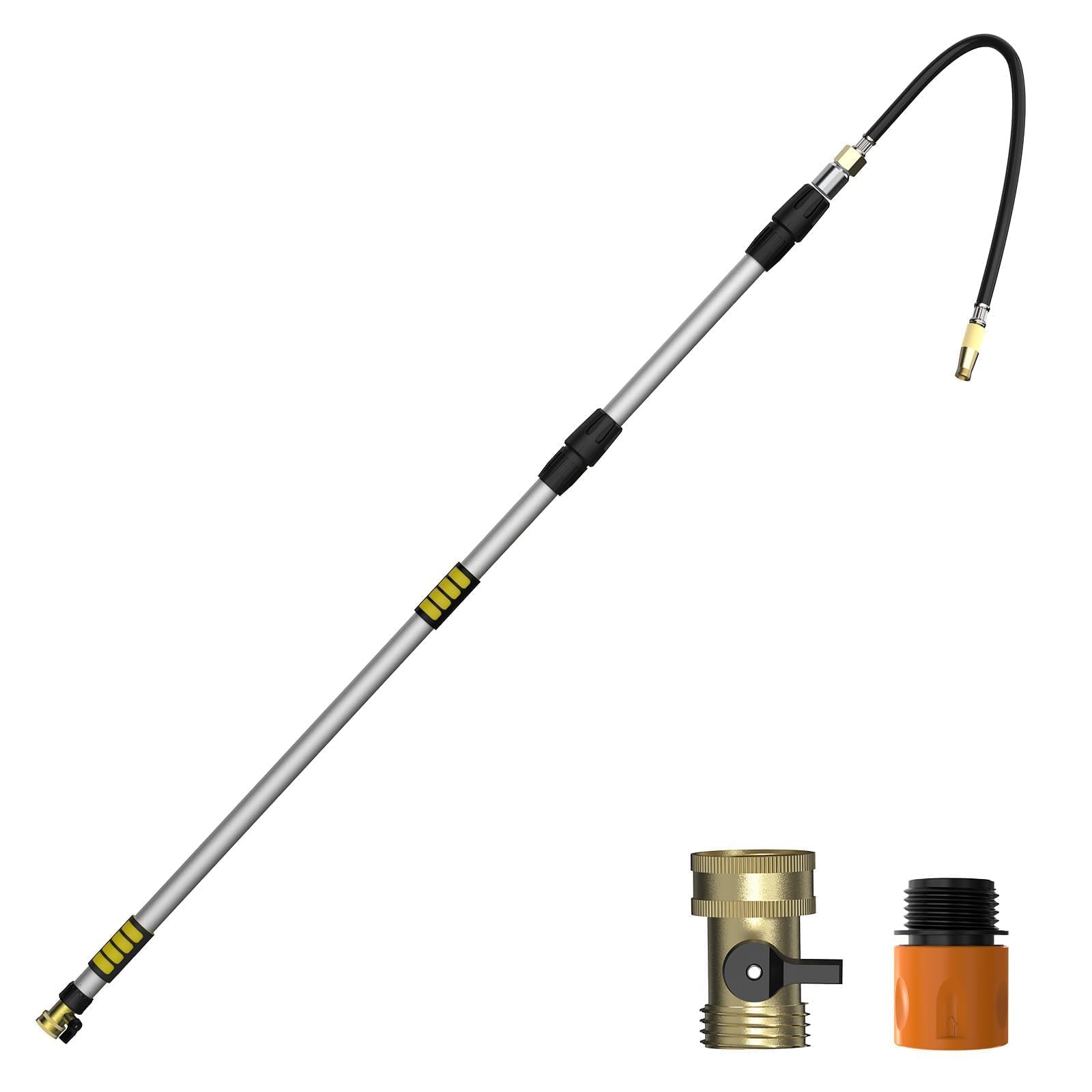 Photo 1 of **MISSING PARTS** LAANPOLE Gutter Cleaning Tools from The Ground, 12FT(20FT Reach) Rain Cleaner with Bendable Wand and Quick Connect Adapter for Garden Hose