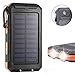 F.Dorla 20000mAh Power Bank Solar Charger Waterproof Portable Phone Charger External USB Battery Charger Built-in LED Flashlights with Compass for iPad iPhone Android cellphones