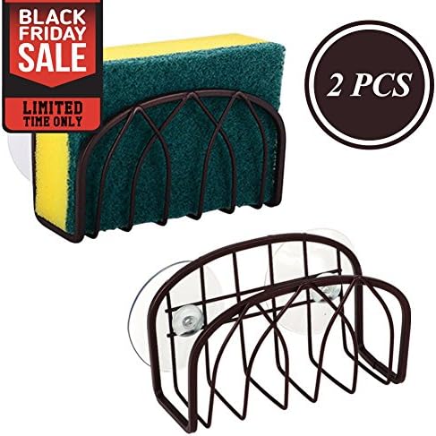 Top Sponge Holder | 2pcs Sink Caddy with Plastic Suction Cups | Wire Basket Design for Sanitary Drying | Durable Carbon Alloy Material | Kitchen Sink Organizer for Sponge Scrubber Brush | 690.5