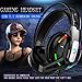 USB Gaming Headset, 7.1 Surround Sound Gaming Headphone with Mic Volume Control LED Light for PC, MAC, iOS Android (Black)thumb 1