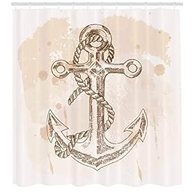 Ambesonne Anchor Shower Curtain, Illustration of Anchor and on Stained Background Navy Summer Holiday Print, Cloth… 51NAG3NW7qL