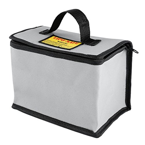 Fireproof Fabric Bag 215 x 115 x 155mm for Lipo-Battery Model - Silver