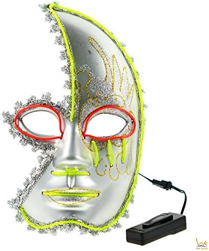 Horror Venetian Sparkle Halloween Half Face Mask - 2 Color LED Festival Costume …