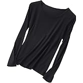 Women Lightweight Pajamas Tops Long Sleeve Plain Lounge T-Shirt Crewneck Soft Pajama Shirts Sleep Tunics Tee