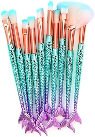 Makeup Brush Set, LILICAT 10PCS Mermaid Fish Scale Makeup Fishtail Bottom Bling Make Up Foundation Eyebrow Eyeliner Blush Cosmetic Concealer Brushes Health & Beauty Perfect Gift (Multicolor)