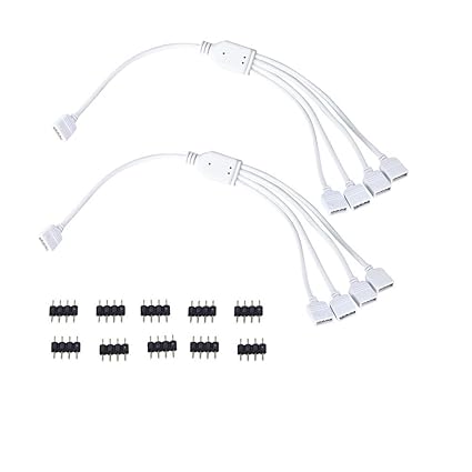 Mudder 4 Pin 1 zu 4 Verteiler Verlängerungskabel Weiblich Verbinder Kabel für LED Color Changing Strip (2 Pack)