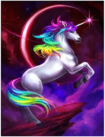 DIY 5D Diamond Painting Unicorn by Number Kits, Crystal Rhinestone Diamond Embroidery Paintings Pictures Arts Craft for Home Wall Decor, Partial Drill 11.8 x 15.7 Inch
