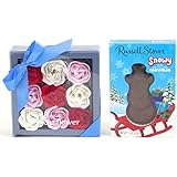Mom's Christmas gift set, includes solid milk chocolate snowman and 9 rose bath bombs, 8