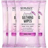 Extra Large Bath Wipes for Adults Bathing No Rinse - 40 Disposable Body Cleansing Wipes for Men, Women & Elderly - Great for Gym, Camping, Post Surgery - Shower Wipes - Lavender