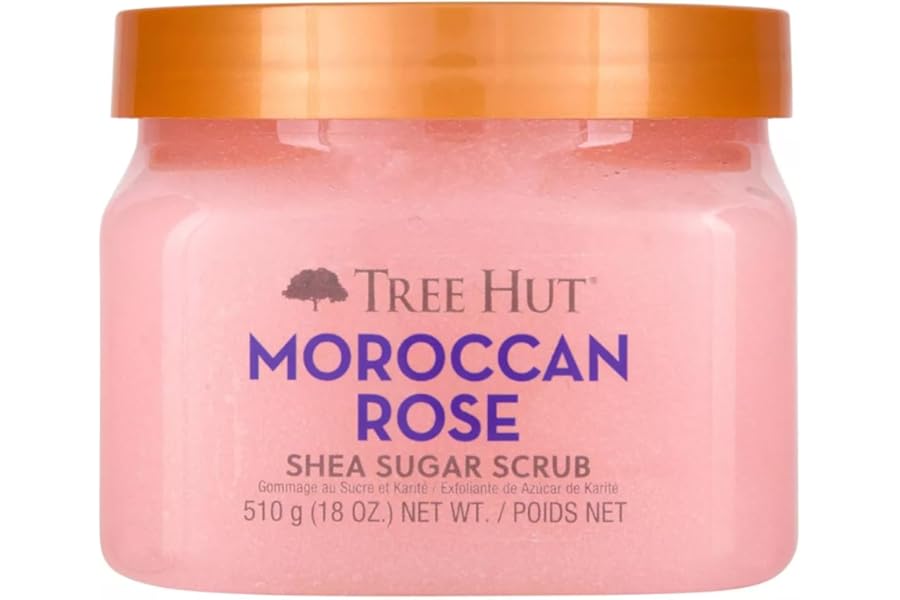 Tree Hut Moroccan Rose Shea Sugar Scrub, Exfoliating & Hydrating Body Scrub with Shea Butter & Essential Oils, Smooth & Soften Skin, Holiday Gift & Stocking Stuffer, 18 oz