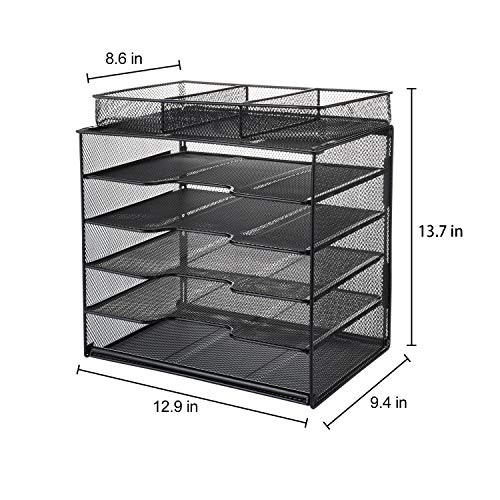 Samstar Paper Organizer Tray,Letter Trays Desk File Organizer with 3 Compartments,Black