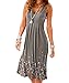 Aelson Womens Summer Casual Sleeveless Mini Printed Vest Dresses,Gray,Small