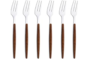 Uniturcky 6-Piece Dessert Forks Set, Stainless Steel Mini Fruit Forks Set, Silver Mirror Polished Cake Forks for Wedding Home