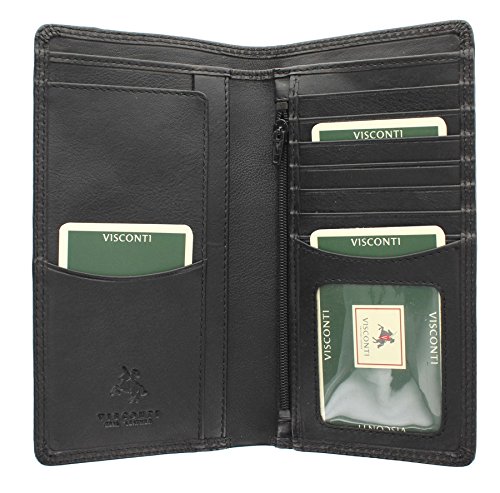 Visconti Heritage-12 Soft Leather Checkbook Wallet (Black)