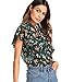 Floerns Women's Tie Bow Neck Flounce Sleeveless Chiffon Blouse Top Green-5 M
