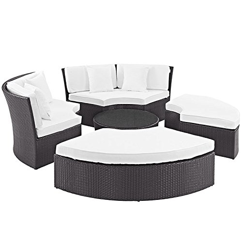 Modway Convene Wicker Rattan Outdoor Patio Round Poolside Sectional