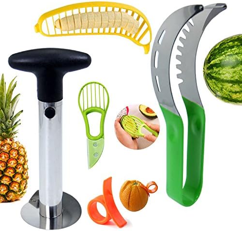 Homate Fruit Slicer Set of 5, Fruit Knives Set for Watermelon Slicer, Pineapple Corer, Banana Slicer, Avocado Slicer and Orange Peeler - Innovative Kitchen Tool &amp; Gadgets