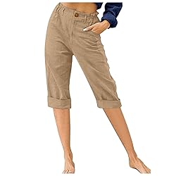 FOCLMP Womens Summer Capris Pants Dressy Causal