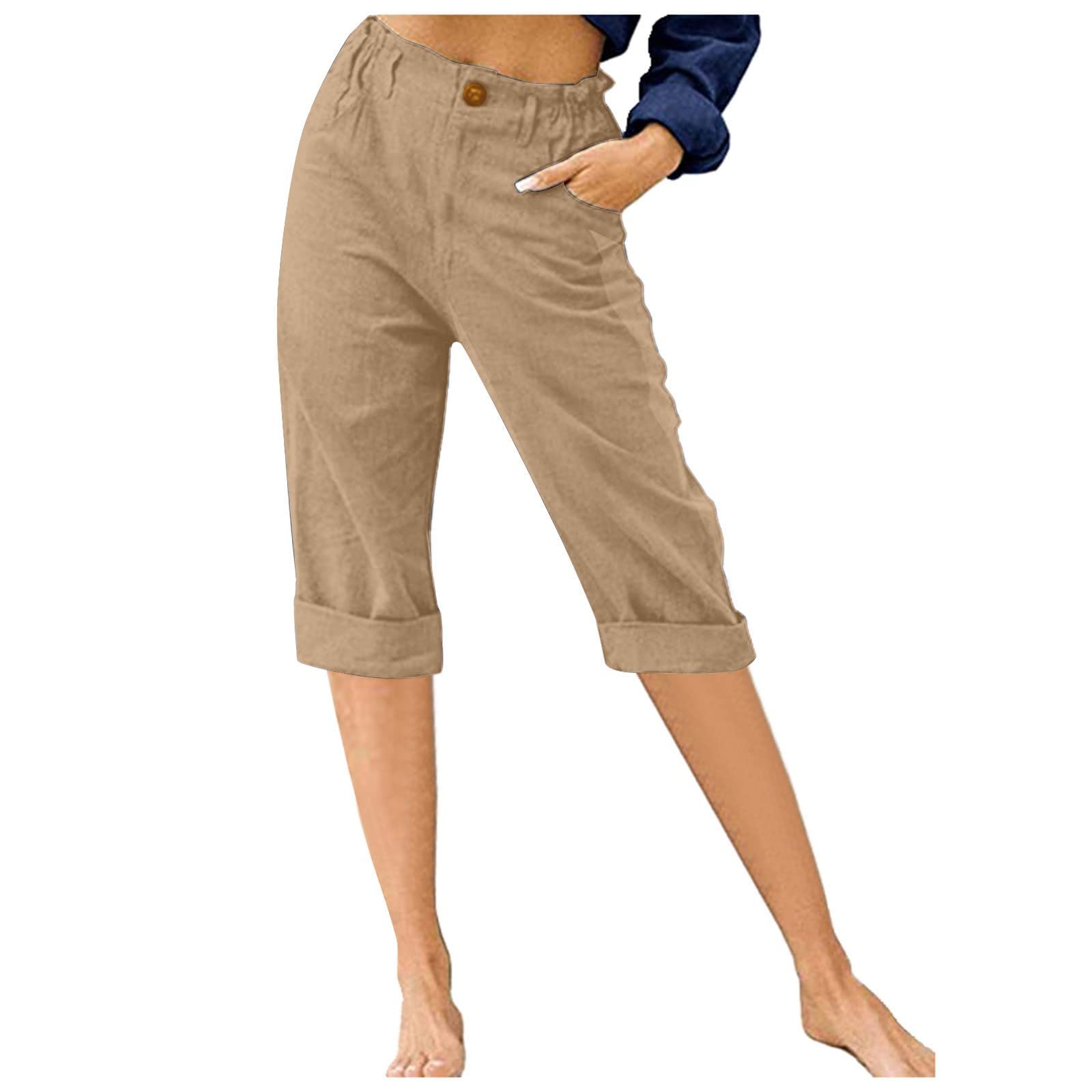 FOCLMP Womens Summer Capris Pants Dressy Causal