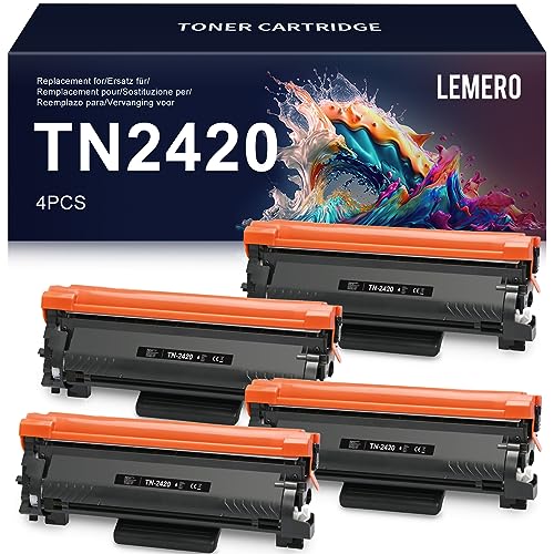Lemero Compatible Brother TN2420 TN-2420 Toner Cartridges for Brother HL-L2350DN HL-L2370DN HL-L2375DW MFC-L2710DN MFC-L2710DW MFC-L2730DW MFC-L2750DW (4 Black