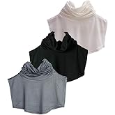 Yija Women Half Top Mock Blouse Turtleneck Dickey Collar Wrap Neck Warmer 3Pcs (Black+White+Gray)