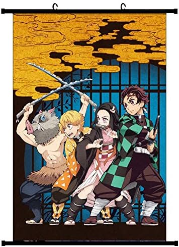 Lavendei Demon Slayer: Kimetsu no Yaiba Japanese Anime Hanging Poster, Kamado Tanjirou Kamado Nezuko Wall Scroll Hanging Paintings Art Painting Wall Scroll Poster for Home Art Decoration(Style 13-M)