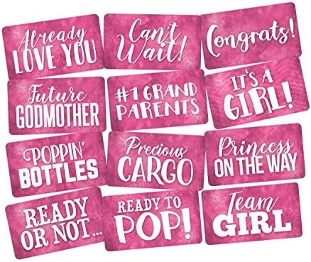 KING PROPSPhoto Booth Props Set It's a Girl Perfect Baby Pink Decorations 6 Count Props Set, Perfect Any Party, Waterproof Multi Color Double Sided Pink and White Selfie Photoshoot Party Props