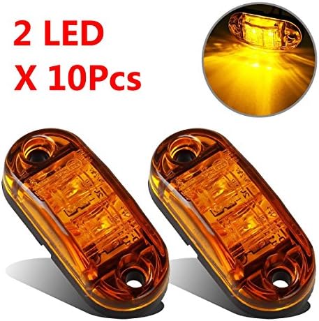 Partszone 10Pcs Amber LED Lamp2.5" 2 Diode Oval Clearance Trailer Truck Side Marker Light