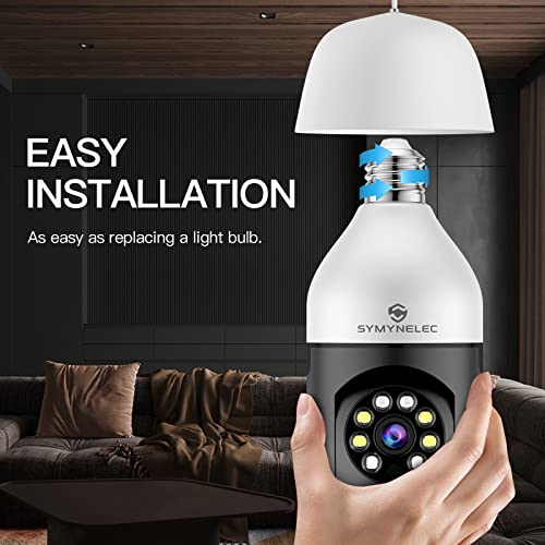 Light Bulb Camera, SYMYNELEC 360 Degree Pan/Tilt Panoramic IP Security