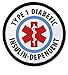 TYPE 1 DIABETIC Insulin Dependent Medical Alert 2.5 inch Black Rim Sew-on Patch with Velcro Back