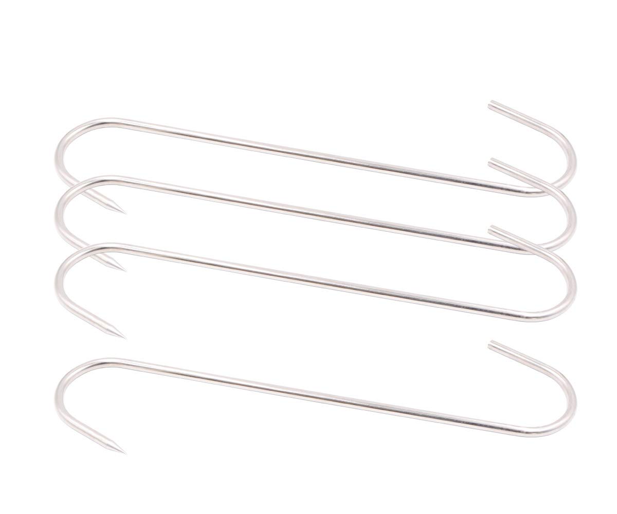 HONSHEN 8 Inch 4mm Meat Hooks S-Hook Stainless Steel Meat Processing Butcher Hook Pot Hooks (8 Inch)